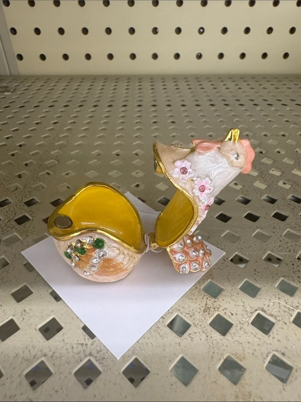 Decorative Pink Jeweled Hen Figurine for Birds Category